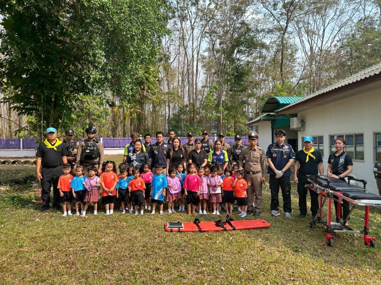 สภ.น้ำเป็นและ ศูนย์พัฒนาเด็กเล็กตำบลน้ำเป็นและ อาสากู้ภัย ร่วมจัดกิจกรรม ซ้อมแผนเผชิญเหตุและป้องกันภัยศูนย์พัฒนาเด็กเล็ก